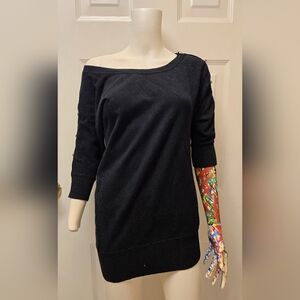 Black Off-Shoulder Studded Sweater